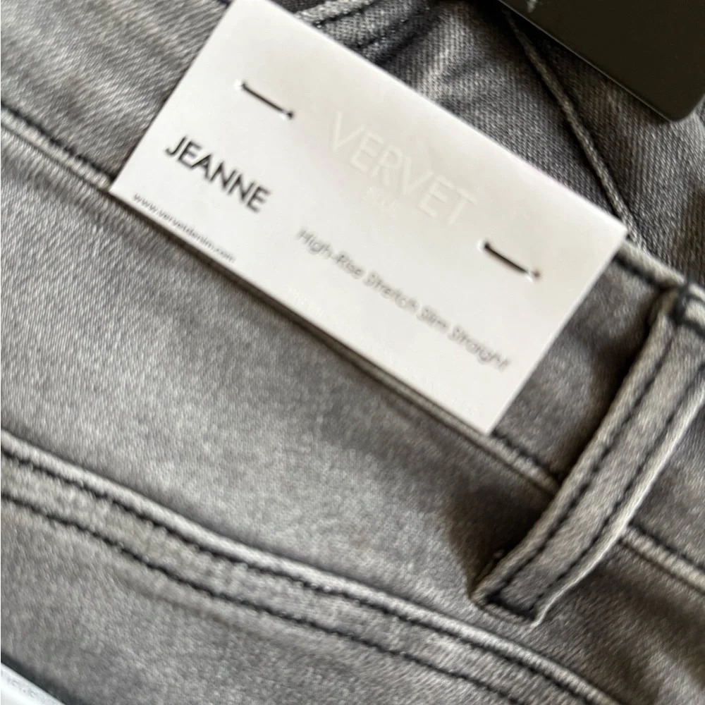 VERVET by Flying Monkey Blue Jeanne High-rise Stretch Slim Straight Gray Jeans - Picture 3 of 5